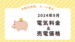 【太陽光発電】2024年9月の電気料金と売電価格【オール電化】