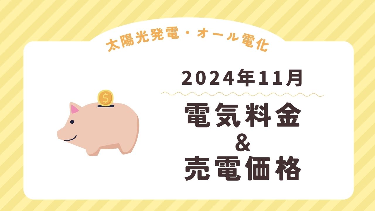 【太陽光発電】2024年11月の電気料金と売電価格【オール電化】